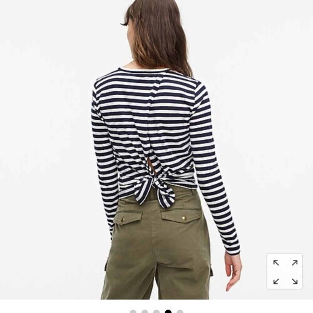 J. Crew Back Knot Long Sleeve Striped Tshirt